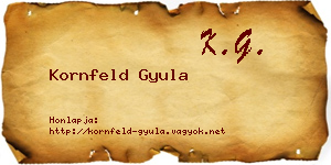 Kornfeld Gyula névjegykártya